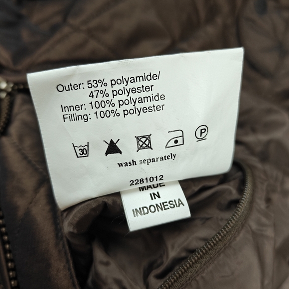 Barbour Cameron Lux Quilted Belted Brown Zip Up Jacket Size 10 - Picture 13 of 13